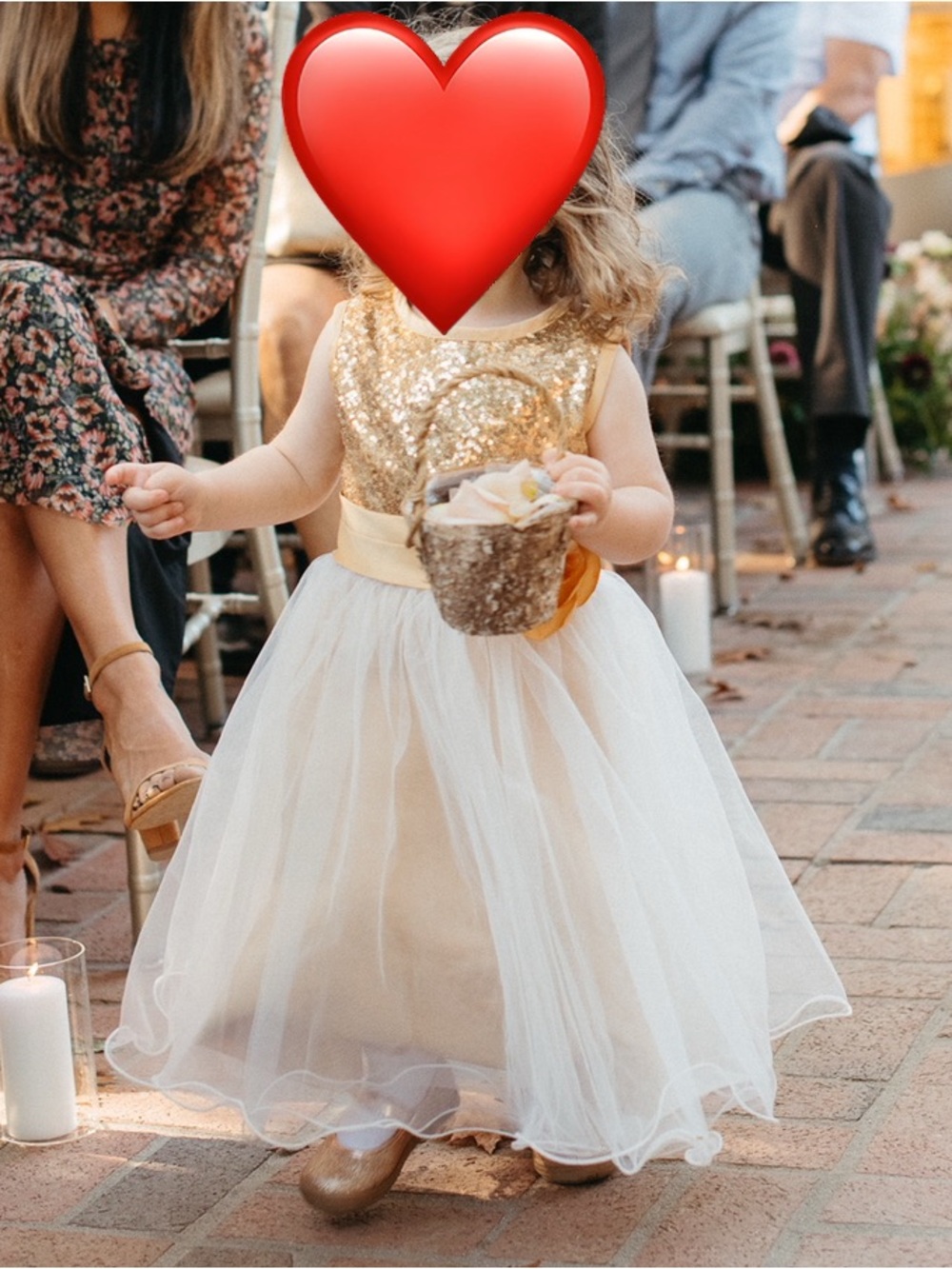 Gold Sequin & Ivory Tulle Flower Girl Dress
